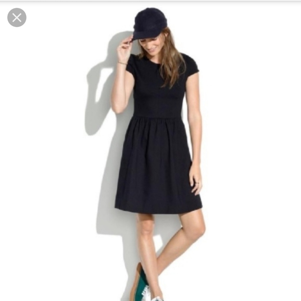 Madewell Black Cap Sleeve Dress with POCKETS!